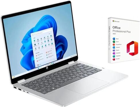 كمبيوتر محمول HP OmniBook 5 Flip 2 في 1 مقاس 14 بوصة FHD+ بشاشة تعمل باللمس | Intel Core 7 150U | Intel Graphics | Copilot | إضاءة خلفية | فضي | ذاكرة وصول عشوائي سعتها 16 جيجابايت DDR5 | 2 تيرابايت SSD | Windows 11 Pro | حزمة مع Office 2021 in Saudi Arabia