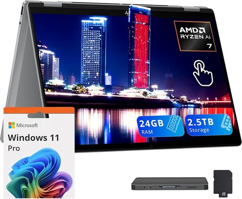 كمبيوتر محمول HP OmniBook X Flip مقاس 14 بوصة 2K بشاشة لمس 2 في 1، AMD Ryzen AI 7 350، 24 جيجابايت LPDDR5X، 2.5 تيرابايت (2 تيرابايت SSD+512 جيجابايت مجموعة محطة إرساء)، AMD Radeon 860M، لوحة مفاتيح بإضاءة خلفية، Wi-Fi 6E، Win 11 Pro، فضي in Kuwait