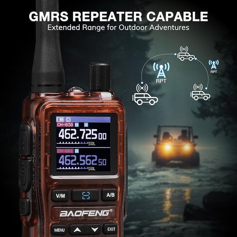 [متوافق مع Chirp] راديو Baofeng UV-5G Mini GMRS المحمول مع برمجة تطبيق BT، جهاز اتصال لاسلكي طويل المدى GMRS مكرر قادر، مع جهاز استقبال 8 نطاقات، 999 قناة، للطرق الوعرة، عبوتان، كهرماني in Saudi Arabia