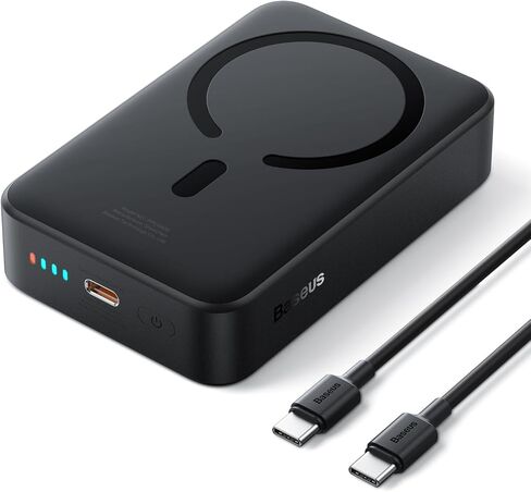 Baseus Magsafe Battery Pack 20000mAh Wireless Portable Charger,PD 20W USB C Fast Charging Battery Pack, Compatible with iPhone 17/16/15/14/13/12 Series, Black in Saudi Arabia