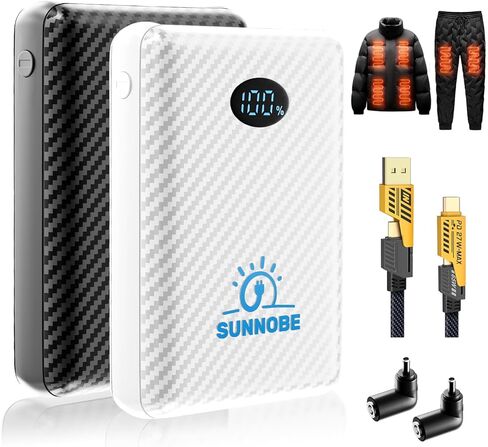 حزمة بطارية لسترة ساخنة، بنك طاقة 7.4 فولت/5 فولت 10000 مللي أمبير في الساعة لسترة ساخنة مع مخرج DC/USB/Type-C وشاشة LED لتدفئة الملابس والهواتف in Kuwait