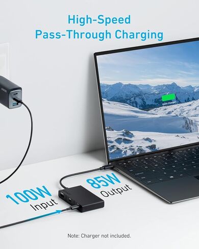 محول Anker USB C Hub 332 (5 في 1، 4K HDMI) - قم بتوسيع الكمبيوتر المحمول USB-C مع HDMI 4K، ومنفذين USB-A 3.0، وقارئات بطاقات SD/TF، ​​وقاعدة مدمجة متوافقة مع أجهزة MacBook، وDell، وHP، وLenovo والمزيد - أسود in Kuwait