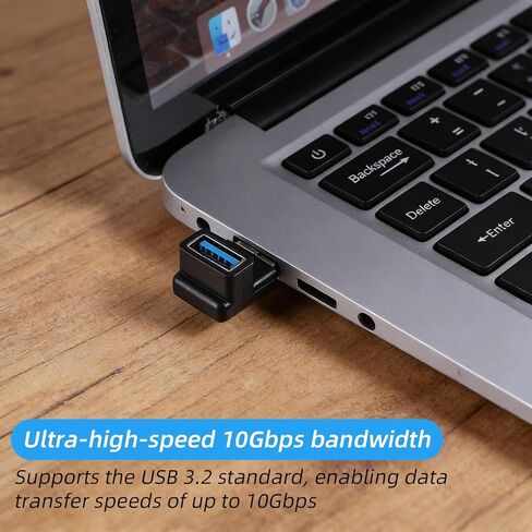محول USB 3.2 90 درجة، قطعتان، زاوية قائمة USB من النوع A ذكر إلى أنثى موصل موسع لشاحن لوحة مفاتيح الكمبيوتر المحمول والماوس in Kuwait