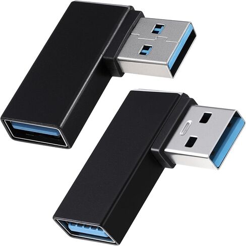 2 حزمة USB محول 90 درجة، 90 درجة زاوية اليسار واليمين USB 3.0 ذكر إلى أنثى محول USB محول الزاوية اليمنى أسود موصل USB موسع للكمبيوتر الشخصي، الكمبيوتر المحمول، شاحن السيارة in Saudi Arabia