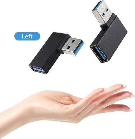 2 حزمة USB محول 90 درجة، 90 درجة زاوية اليسار واليمين USB 3.0 ذكر إلى أنثى محول USB محول الزاوية اليمنى أسود موصل USB موسع للكمبيوتر الشخصي، الكمبيوتر المحمول، شاحن السيارة in Saudi Arabia