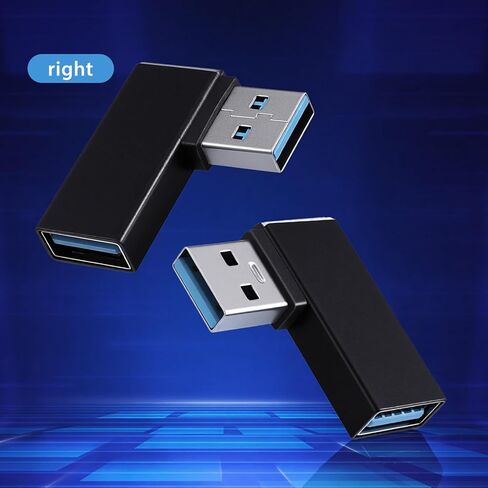 2 حزمة USB محول 90 درجة، 90 درجة زاوية اليسار واليمين USB 3.0 ذكر إلى أنثى محول USB محول الزاوية اليمنى أسود موصل USB موسع للكمبيوتر الشخصي، الكمبيوتر المحمول، شاحن السيارة in Saudi Arabia