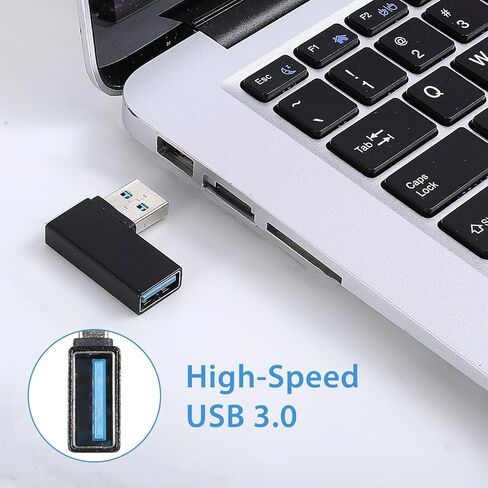 2 حزمة USB محول 90 درجة، 90 درجة زاوية اليسار واليمين USB 3.0 ذكر إلى أنثى محول USB محول الزاوية اليمنى أسود موصل USB موسع للكمبيوتر الشخصي، الكمبيوتر المحمول، شاحن السيارة in Saudi Arabia