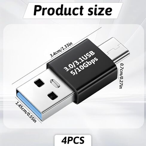 4 PCS USB-C 3.0/3.1 Male to Males Adapter, USB C/Type C Males to USB Male Converter for Computers Notebook Mobile Phones Connector Connection or Data Cable Extension in Saudi Arabia