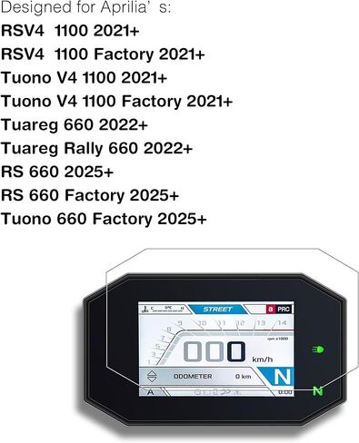 Tempered Glass Screen Protector for Aprilia RSV4 1100, Tuono V4 1100, Tuareg (Rally) 660, RS 660, Tuono 660 Motorcycle Instrument 5" Screen 9H Anti Scratch/Fingerprint (HD Clear) in Saudi Arabia