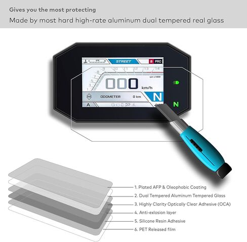 Tempered Glass Screen Protector for Aprilia RSV4 1100, Tuono V4 1100, Tuareg (Rally) 660, RS 660, Tuono 660 Motorcycle Instrument 5" Screen 9H Anti Scratch/Fingerprint (HD Clear) in Saudi Arabia