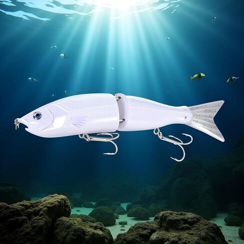 2Pcs White 2 Segment Jointed Swimbaits, 18cm 52g Fishing Lure Attractive Lightweight Bold Fake Floating Minnow for Bait Slow Sinking for Freshwater Saltwater Angling, Topwater Lures in Saudi Arabia