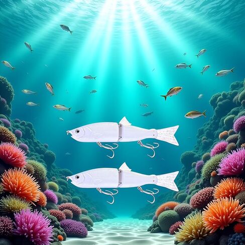 2Pcs White 2 Segment Jointed Swimbaits, 18cm 52g Fishing Lure Attractive Lightweight Bold Fake Floating Minnow for Bait Slow Sinking for Freshwater Saltwater Angling, Topwater Lures in Saudi Arabia