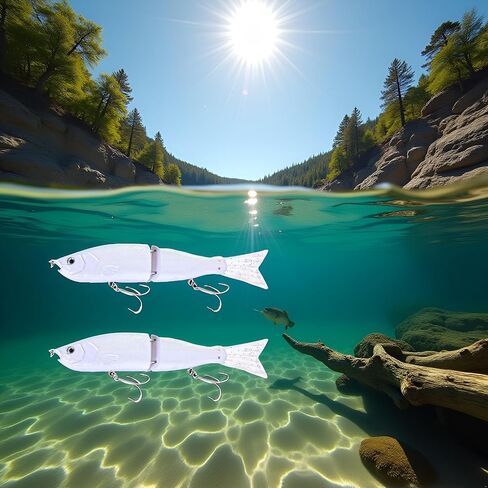 2Pcs White 2 Segment Jointed Swimbaits, 18cm 52g Fishing Lure Attractive Lightweight Bold Fake Floating Minnow for Bait Slow Sinking for Freshwater Saltwater Angling, Topwater Lures in Saudi Arabia