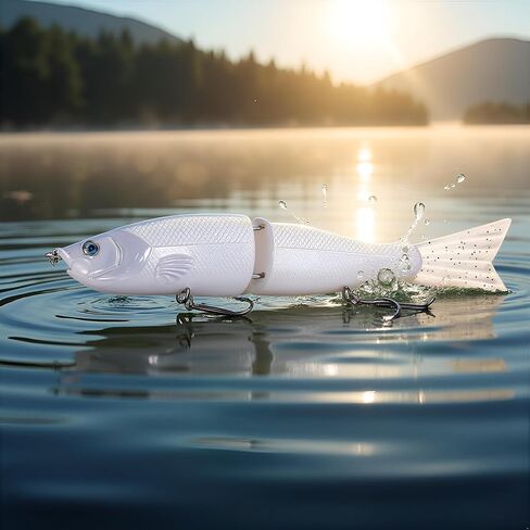 2Pcs White 2 Segment Jointed Swimbaits, 18cm 52g Fishing Lure Attractive Lightweight Bold Fake Floating Minnow for Bait Slow Sinking for Freshwater Saltwater Angling, Topwater Lures in Saudi Arabia