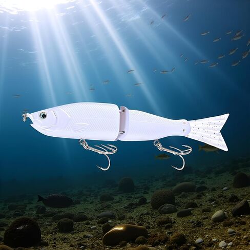 2Pcs White 2 Segment Jointed Swimbaits, 18cm 52g Fishing Lure Attractive Lightweight Bold Fake Floating Minnow for Bait Slow Sinking for Freshwater Saltwater Angling, Topwater Lures in Saudi Arabia