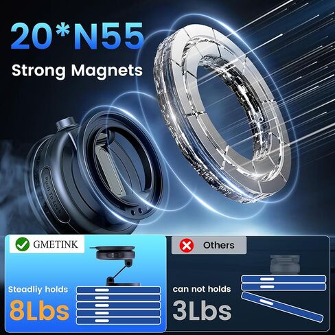 حامل هاتف السيارة لـ Magsafe - دوران 360 درجة وتعديل ثنائي المحور، شفط يصل إلى 78 رطل، متوافق مع حافظة Magsafe، لسلسلة iPhone 17 و16 و15 و14 و13 و12. in Kuwait