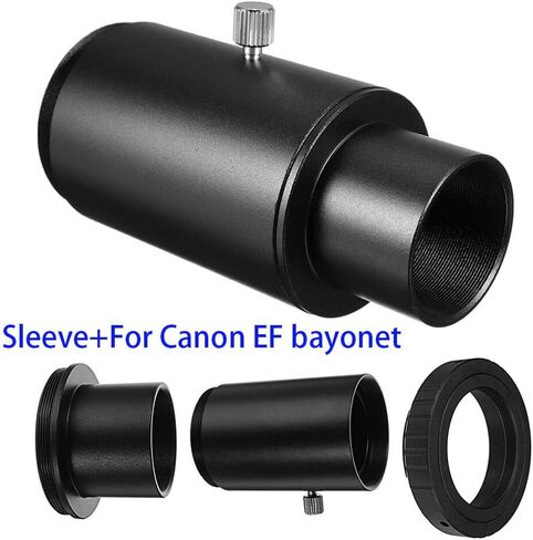 محول تركيب التلسكوب المتوافق مع Canon EOS يتميز بأنبوب تمديد 1.25 بوصة وحلقة على شكل حرف T - ألومنيوم أسود، بدون علامة تجارية، مناسب تمامًا in Kuwait