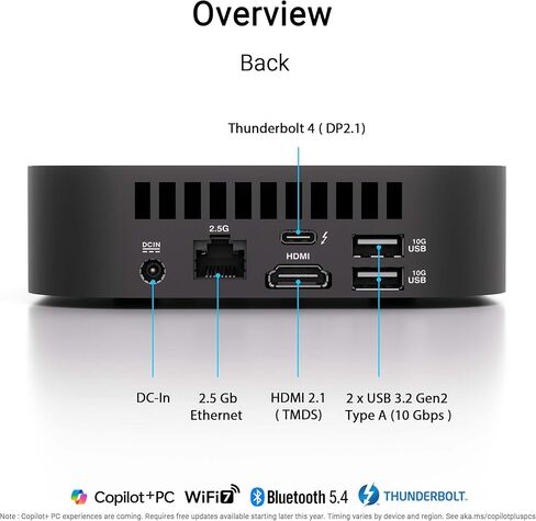 ASUS NUC 14 Pro AI Microsoft Copilot+ AI PC مع Intel Series 2 Core Ultra 7 258V، وذاكرة الوصول العشوائي LPDDR5x بسعة 32 جيجابايت، و1 تيرابايت NVMe SSD، وThunderbolt™ 4، وWiFi 7، وWin 11 Home، والأوامر الصوتية، والوصول إلى الهيكل بدون أدوات، وكمبيوتر صغير in Saudi Arabia