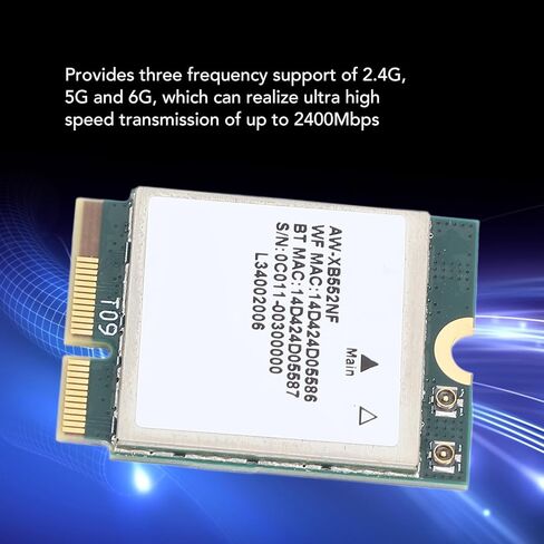 بطاقة الشبكة اللاسلكية Yunseity MT7902، 2400 ميجا بت في الثانية واي فاي 6E Band 2.4 جيجا هرتز 5 جيجا هرتز 6 جيجا هرتز 5.2 M.2 محول، مع اتصال ثابت، للكمبيوتر المحمول المكتبي 10 11 in Saudi Arabia