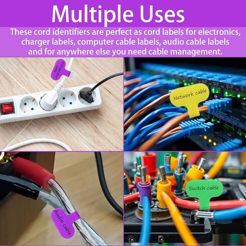 32 PCS Self-Adhesive Cable Labels, Multi Color Durable Write On Cord Label Wire Labels Computers Cable Management and Identification Waterproof Self-Adhesive Nylon Cables Label(8 Colors) in Saudi Arabia