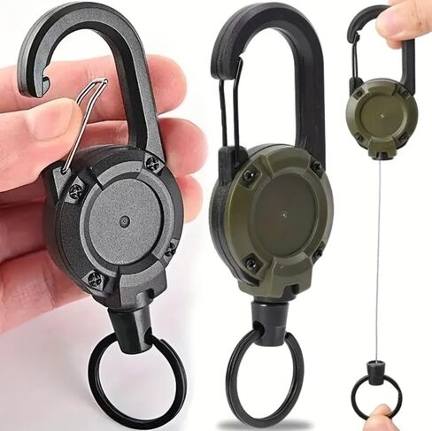 2PCS Retractable Keychain With Steel Cable Carabiner Hook, Compact Retractor For Keys, ID Badges, Outdoor Travel, Work in Saudi Arabia