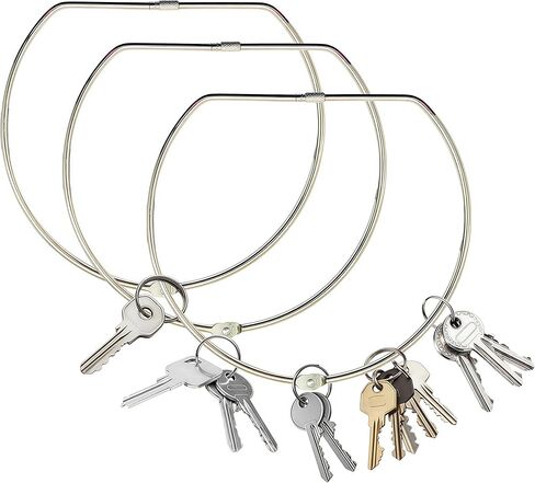 حلقة مفاتيح كبيرة مقاس 8 بوصة شديدة التحمل مع موصل قفل ملولب - حلقة سلسلة مفاتيح من الفولاذ المقاوم للصدأ للأدوات وبطاقات الأمتعة وتنظيم المعدات والاستخدام الخارجي (3 عبوات) in Kuwait