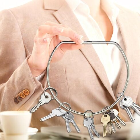 حلقة مفاتيح كبيرة مقاس 8 بوصة شديدة التحمل مع موصل قفل ملولب - حلقة سلسلة مفاتيح من الفولاذ المقاوم للصدأ للأدوات وبطاقات الأمتعة وتنظيم المعدات والاستخدام الخارجي (3 عبوات) in Kuwait