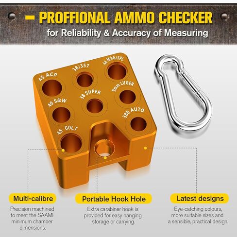 Ammo Checkers, Ammo Checker Cartridge Gauge, Accurate Size Ammo Checker Cartridge Gauge for Reloading, Ammunition Ammo Checkers with Snap Hook in Saudi Arabia