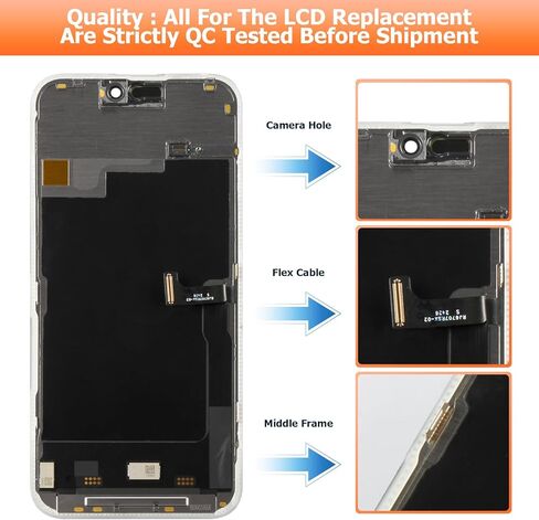 استبدال شاشة AGCUT OLED لهاتف iPhone 15 Pro Max لشاشة iPhone 15 Pro Max LCD A2849، A3105، A3106، A3108 جزء إصلاح تجميع شاشة LCD تعمل باللمس مع فيلم واقي + أدوات in Kuwait