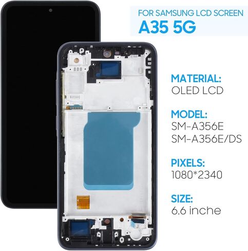 (OLED) قطعة بديلة للشاشة لهاتف Samsung Galaxy A35 5G SM-A356 SM-A356U A356U1 A356B A356E 6.6 بوصة شاشة LCD تعمل باللمس مع إطار أسود (إصدار الولايات المتحدة) in Saudi Arabia