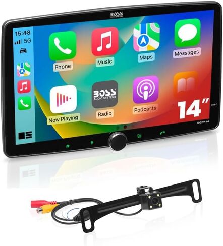 BOSS Audio Systems 14 Inch Single Din Car Stereo with Apple CarPlay, Android Auto + Backup Camera in Saudi Arabia