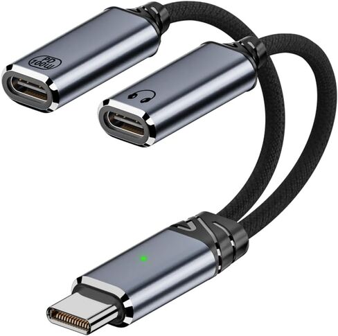 موزع AuviPal USB C، محول سماعة رأس وشاحن USB C مزدوج، كابل دونجل صوت 2 في 1 من النوع C مع شحن PD 100 واط للهواتف الذكية والأجهزة اللوحية وأجهزة الكمبيوتر المحمولة والمزيد - رمادي in Saudi Arabia