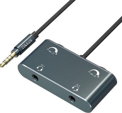 Cubilux 3.5mm Dual Headset Adapter with Volume Control, 1/8" to 2 TRRS Microphone Connector, Double Headphones Audio Splitter for 2 People Meeting, Recording, Online Training, Music Sharing in Saudi Arabia