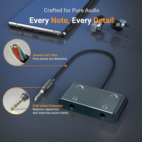 Cubilux 3.5mm Dual Headset Adapter with Volume Control, 1/8" to 2 TRRS Microphone Connector, Double Headphones Audio Splitter for 2 People Meeting, Recording, Online Training, Music Sharing in Saudi Arabia