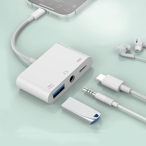 محول صوت OTG من USB C إلى 3.5 مم، مقسم 3 في 1 من النوع C إلى USB مع مقبس سماعة رأس 3.5 مم وشحن سريع 60 وات PD، متوافق مع iPhone 16/15 وiPad Pro وMacBook والمزيد in Saudi Arabia