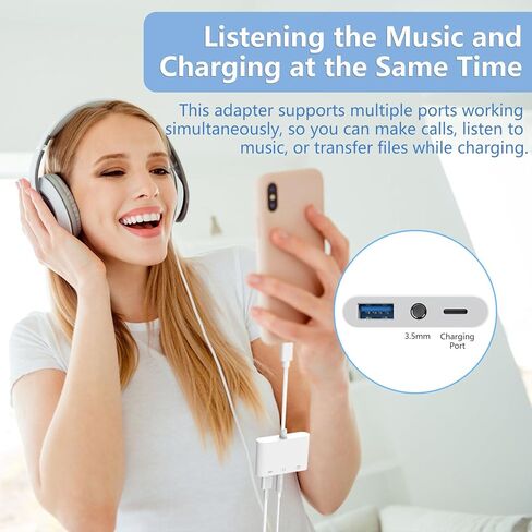 محول صوت OTG من USB C إلى 3.5 مم، مقسم 3 في 1 من النوع C إلى USB مع مقبس سماعة رأس 3.5 مم وشحن سريع 60 وات PD، متوافق مع iPhone 16/15 وiPad Pro وMacBook والمزيد in Saudi Arabia