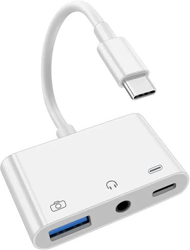 محول صوت OTG من USB C إلى 3.5 مم، مقسم 3 في 1 من النوع C إلى USB مع مقبس سماعة رأس 3.5 مم وشحن سريع 60 وات PD، متوافق مع iPhone 16/15 وiPad Pro وMacBook والمزيد in Saudi Arabia