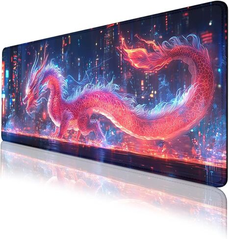 Skeleton Knight Mouse Pad, Black Horse Red Giant Sword Mousepad Extended Large Laptop Keyboard Non-Slip Rubber Base with Stitched Edges for Home 31.5 x 11.8 inch in Kuwait