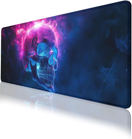 Skeleton Knight Mouse Pad, Black Horse Red Giant Sword Mousepad Extended Large Laptop Keyboard Non-Slip Rubber Base with Stitched Edges for Home 31.5 x 11.8 inch in Kuwait