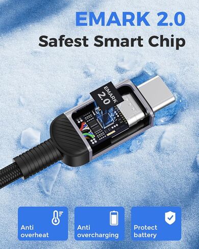 كابل USB C إلى USB C للشحن السريع بقدرة 240 واط، سلك شاحن هاتف من النوع C بطول 6.6 قدم، USB-C مضفر لهاتف iPhone 17 16 15 Pro Max وSamsung S25 S24 وأجهزة الكمبيوتر المحمولة وMacBook وiPad Air وSwitch in Kuwait