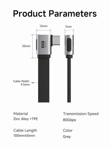 كابل USB4 بطول 0.33 قدم 90 درجة من Hagibis، نقل بيانات 80 جيجابت في الثانية، شاشة فيديو 8K@60 هرتز، كابل USB-C للشحن السريع بزاوية قائمة 240 وات، كابل USB 4 V2.0 لهاتف iPhone 17 16 15 Pro Max، iPad Pro، Thunderbolt 5/4 in Saudi Arabia