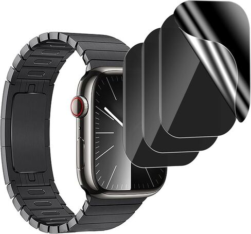 4 عبوات لواقي شاشة الخصوصية لساعة Apple Series 9 8 7 مقاس 45 مم، [ليس زجاجيًا] [ترقية مضادة للتجسس] طبقة TPU ناعمة مضادة للمس حساسة ومضادة للخدش لملحقات iWatch 9/8/7 مقاس 45 مم in Saudi Arabia
