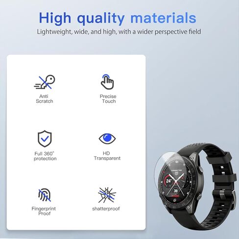 3 Pack Screen Protector for TAG Heuer Connected Calibre E5 45mm Smart Watch, 9H Hardness Tempered Glass for Connected Calibre E5 SmartWatch,2.5D Round Edge,Anti-Scratch, Bubble Free, HD Clarity in Saudi Arabia