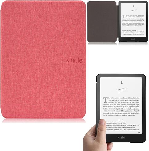 حافظة لجهاز Kindle Paperwhite 2024، جلد PU خفيف الوزن مع حافظة للنوم/الاستيقاظ التلقائي لجهاز Kindle Paperwhite مقاس 7 بوصات (الجيل الثاني عشر، 2024) وإصدار Kindle Colorsoft Signature (وردي القماش) in Kuwait