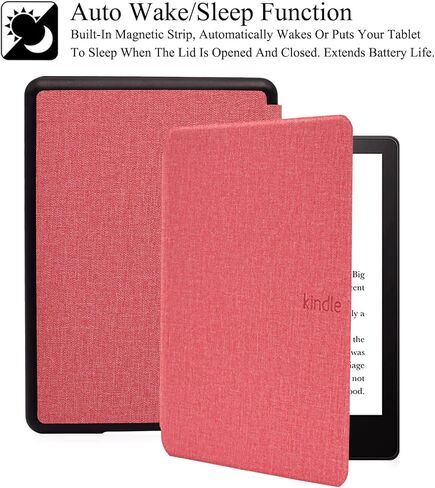 حافظة لجهاز Kindle Paperwhite 2024، جلد PU خفيف الوزن مع حافظة للنوم/الاستيقاظ التلقائي لجهاز Kindle Paperwhite مقاس 7 بوصات (الجيل الثاني عشر، 2024) وإصدار Kindle Colorsoft Signature (وردي القماش) in Kuwait