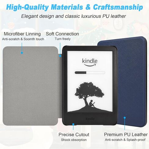 Case for Kindle 6"(11th Generation, 2024/2022 Release),Premium PU Leather, Ultra Thin and Lightweight Smart Protective Durable Cover with Auto Sleep Wake Feature, Purple in Saudi Arabia