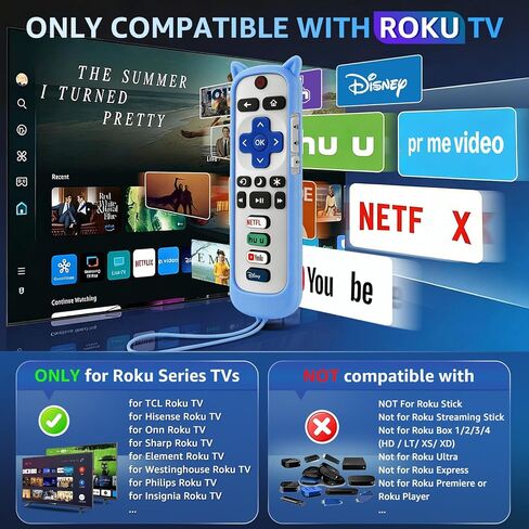 (عبوة من 3) جهاز تحكم بديل فقط لتلفزيون Roku مع غطاء واقٍ من السيليكون الناعم (يتوهج في الظلام)، جهاز تحكم عالمي لتلفزيون TCL/Onn/Hisense/Sharp/Element/Philips Roku الذكي (أبيض أنيق) in Kuwait