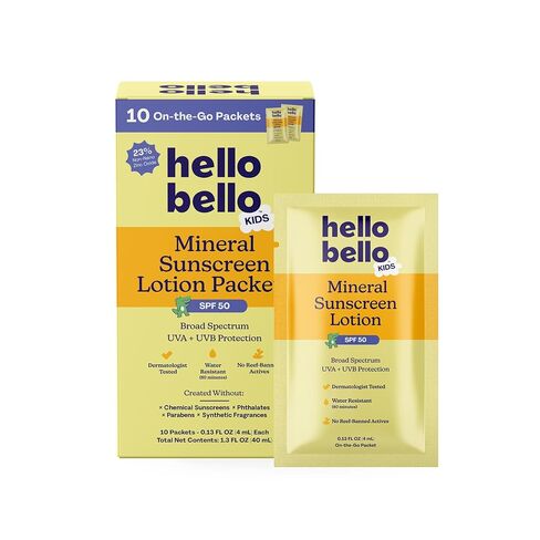 Hello Bello Kids SPF 50 Mineral Sunscreen - 5oz Spray - Water Resistant Broad Spectrum UVA + UVB Protection Sun Protection for Babies and Kids, Reef Friendly, 5 fl oz (Pack of 1) in Saudi Arabia