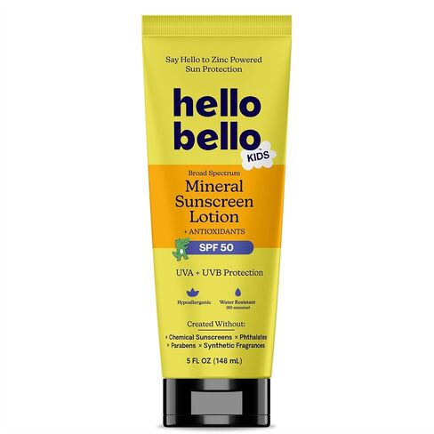 Hello Bello Kids SPF 50 Mineral Sunscreen - 5oz Spray - Water Resistant Broad Spectrum UVA + UVB Protection Sun Protection for Babies and Kids, Reef Friendly, 5 fl oz (Pack of 1) in Saudi Arabia
