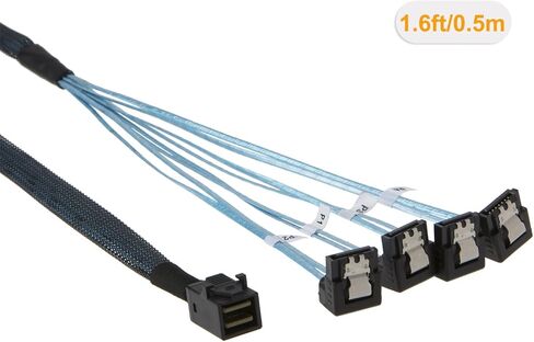 CableCreation Internal HD Mini SAS (SFF-8643 Host) إلى 4 حزم SATA مع كابل SATA III 2Pack in Saudi Arabia